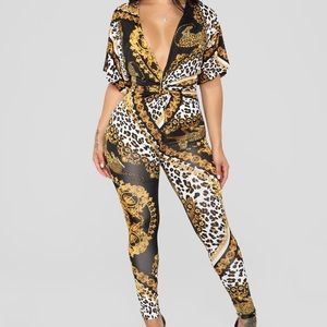 Deep V Body Con Fashion Nova Jumpsuit